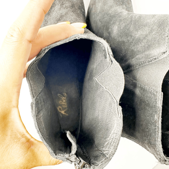 Rebels Ryan Suede Ankle Bootie black leather heeled western womens size us 8.5 - Picture 5 of 6